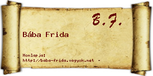 Bába Frida névjegykártya